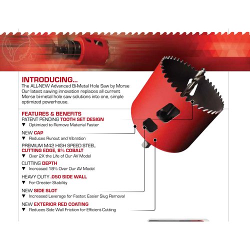Morse MHS50 Bi-Metal Hole Saw, 3-1/8" Diameter, 1 Piece