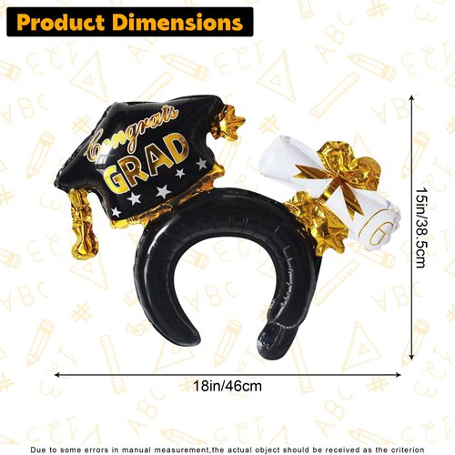 AEGYPIUS Graduation Headband and Balloon Set - 10-Pack Grad Hat Headbands, Cap Balloons for 2024 Graduates, Congrats Party Decorations