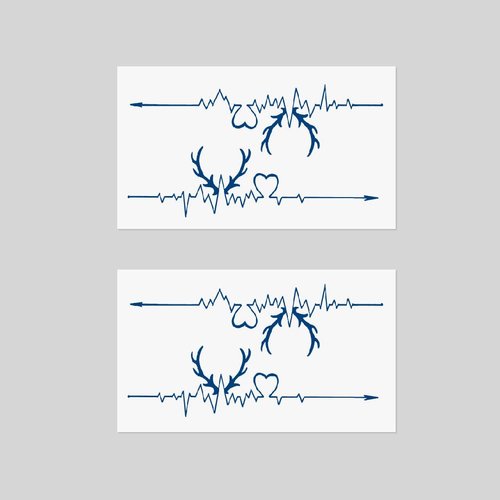Oottati 2 Sheets Tiny Fake Semi Permanent Waterproof Temporary Tattoos Stickers 100% Plant-Based Ink Realistic Heartbeat Antler