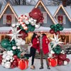 Christmas Balloon Garland Arch kit with Red Green White Silver Balloons Candy Cane Silver Exploding Star Gift Box Foil Balloons for Christmas Party Decorations Birthday Xmas Party Supplies