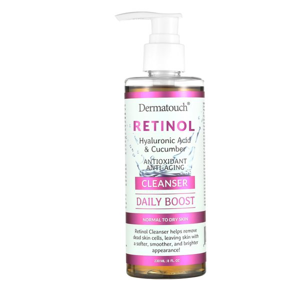 DERMATOUCH Retinol Face Cleanser, 8 oz - Hyaluronic Acid, Cucumber & Vitamins - Made in America