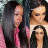 Nadula Yaki Straight Bye Bye Knots Glueless Wig Kinky Edge Hairline 7x5 Pre Cut Lace Front Wigs Human Hair Pre Plucked Pre Bleached 3S Ready to Go Pre Everything Glueless Wig 150% Density 14inch