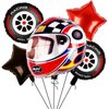 5 Pcs Helmet Tire Balloons Race Car Wheels Birthday Party Supplies Boys Bike Bicycle Motorcycle Truck Theme Party Decorations Favor Foil Mylar Black and Red
