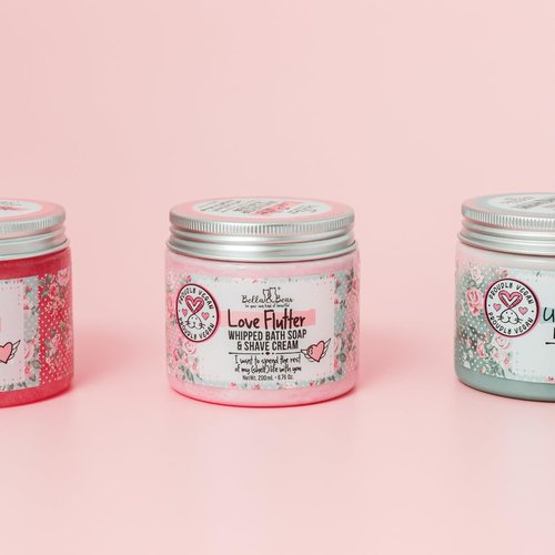 Bella & Bear Love Flutter Whipped Bath Soap And Shave Cream - Body Wash for Women and Girls - Perfect Bar Soap Alternative - Natural Shave Cream Paraben Free, No Harmful Chemicals, Cruelty Free, Vegan