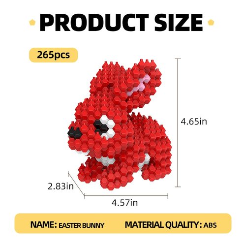 KADELE Easter Bunny Building Animal Sets, Extremely Challenging STEM Building Blocks Decor for Adults Kids, Micro 3D Educational Toys for Boys Girls Ages 8 and Up (265 Pieces)