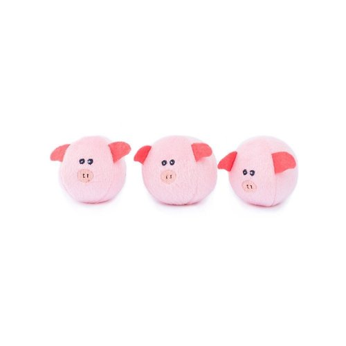 ZippyPaws - Farm Pals Burrow, Interactive Squeaky Hide and Seek Plush Dog Toy - Bubble Babiez Pigs Miniz, 3 Pack