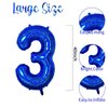 Number 3 Balloon 40 inch, Dark Blue Big Number Balloon, Giant Foil 3 Balloons Number, Helium 3rd Birthday Balloons for Kids Boys Girls Birthday Party Decorations Wedding Anniversary Event Supplies