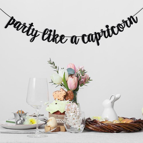 Party Like a Capricorn Banner, Big Capricorn Energy, Capricorn Season, 12 Zodiac Constellations Capricorn Birthday Party Decorations (Black)