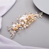 BERYUAN White Floral Hair Comb Crystals Hair Comb Slide Bridal Hair Comb for Bride Bridesmaid Hair Comb Vintage Hair Piece