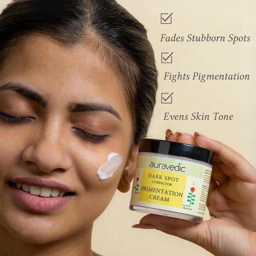 Auravedic Face Cream for Spots | Ayurvedic Turmeric & Aloe Vera to Reduce Scars & Marks | Facial Moisturizer with Shea Butter for Skin Hydration | 3.53 Oz (100g)