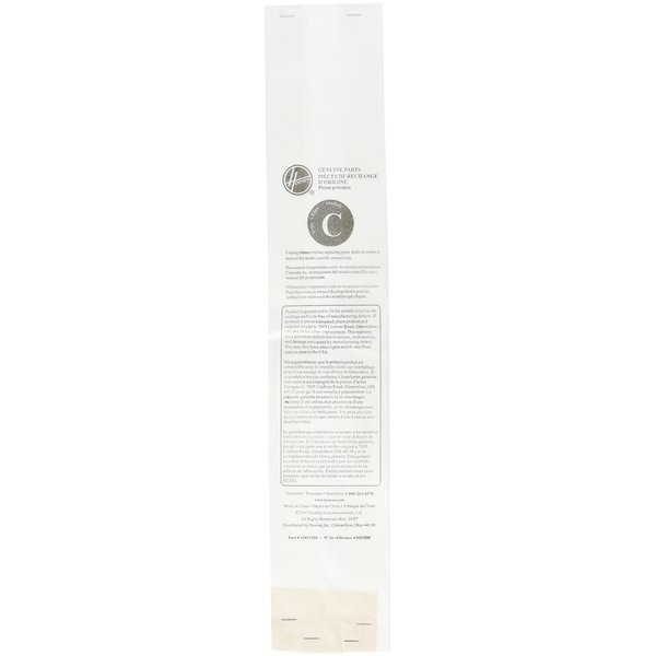 Hoover Type C Replacement Bags for Bottom-Fill Convertible Upright Vacuum Cleaners, 4010077C, 3 Pack , Tan