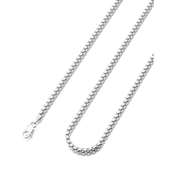 Waitsoul 925 Sterling Silver Box Chain Lobster Clasp 2mm Silver Chain for Women Men Silver Necklace Chain 16-30 Inches (20)