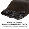 HOTBANANA Human Hair Clip in Hair Extensions, Dark Brown 120g Clip in Hair Extensions Real Human Hair Straight Remy Hair Clip in Hair Extensions 18 Inch 7pcs