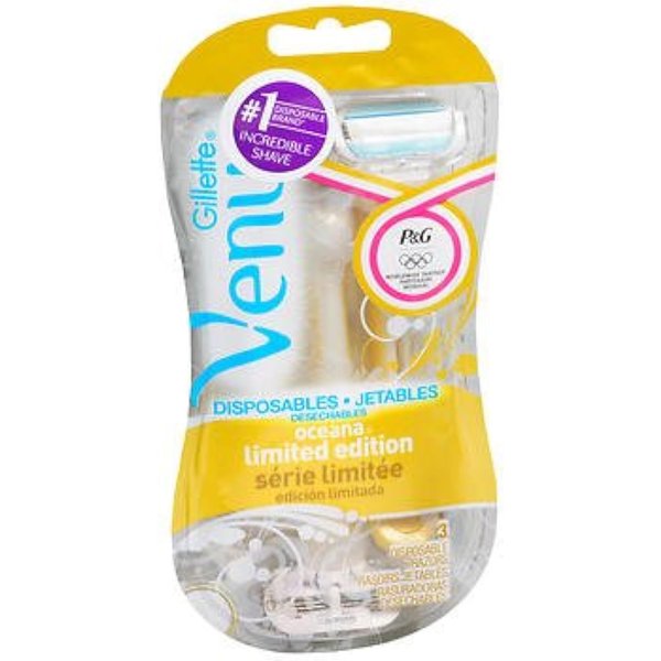Gillette Venus Oceana Blue Disposable Razors, 3 Ea, (Pack of 6)