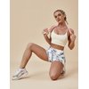 BUBBLELIME 2.5"/4" Stretch Yoga Shorts for Women Tummy Control - 2.5" Side Pockets_ARABESCATO X-Small (2.5" Inseam)