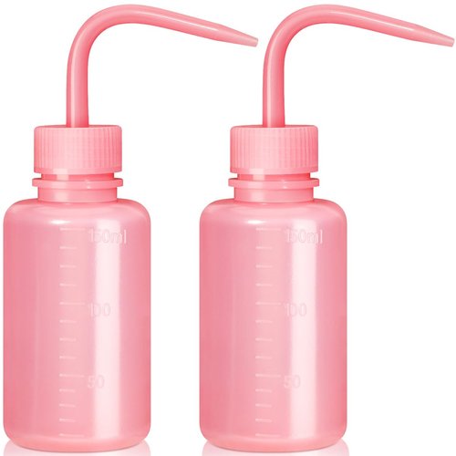 Valchoose Professional 2PCS 150ML Tattoo Squeeze Bottle Mini, 5.1oz Tattoo Wash Bottle No Need to Squeeze Hard, Easy to Carry Eyelash Water Bottle Perfect for Extensions, Cleaning(Translucent Pink)