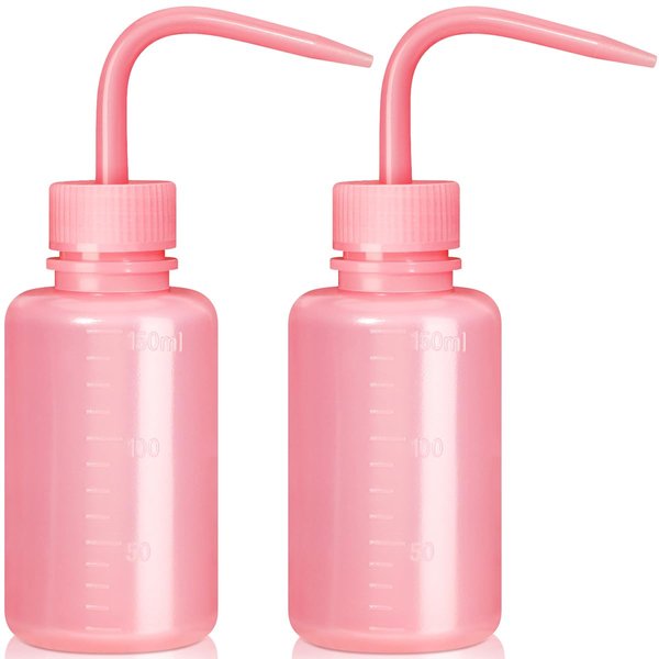 Valchoose Professional 2PCS 150ML Tattoo Squeeze Bottle Mini, 5.1oz Tattoo Wash Bottle No Need to Squeeze Hard, Easy to Carry Eyelash Water Bottle Perfect for Extensions, Cleaning(Translucent Pink)