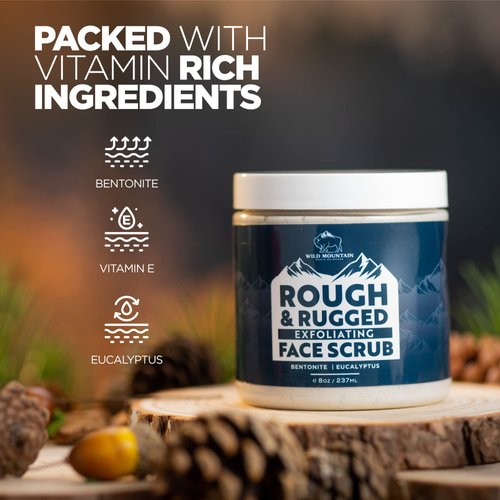 Wild Mountain Rough & Rugged Face Scrub - Micodermabrasion Mens Facial Scrub, Face Scrub Exfoliating Face Wash, Face Exfoliator, Face Scrubber Exfoliator, Exfoliating Scrub, Exfoliate For Face