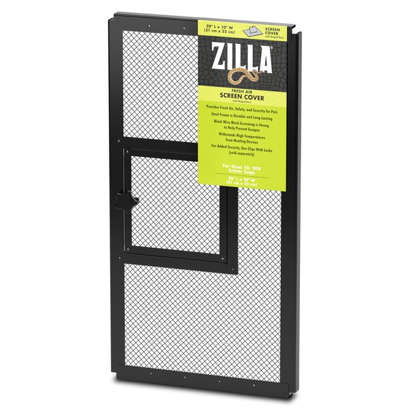 Zilla Pet Reptile Terrarium Fresh Air Screen Cover with Hinged Door 20" x 10"
