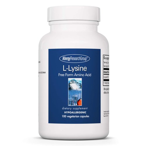 Allergy Research Group L-Lysine - Immune Support, L-Lysine HCI, Free Form Amino Acid, 500mg Supplement, Pure, Organic, Vegetarian Capsules - 100 Count