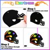 64 Pcs Football Scratch Paper Football Helmet Scratch Cards Ornaments with Wooden Stylus and Ribbons Color Your Own Football for DIY Crafts Painting Football Classroom Party Supplies