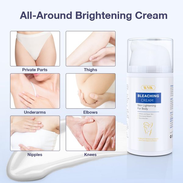 WMK Skin Bleaching Cream for Body Intimate Area, Skin Whitening Cream Vitamin C Dark Spot Remover Corrector for Private Parts, Underarm, Knees, Elbows, Inner Thigh, Bikini Areas, Bikini Line