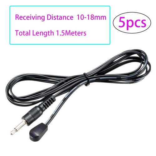 Mlxkell IR Infrared Emitter Extension Cable 1.5m Long 45 Degree Emission Angle 3.5mm Jack Single Red Head 5pcs