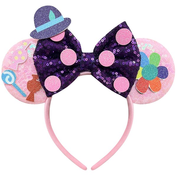 Bolonar Inspired by Cartoon Mouse Ears with Sequin Bows, Cute Halloween Headband for Women (Bing Bong)