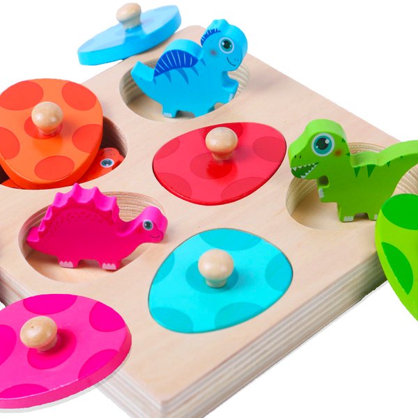 Montessori Mama Montessori Toys for 1-3 Year Old Toddler Puzzle - Dual Layered Wooden Puzzles for Toddlers 1-3, Dinosaur Toy, Educational Toy for 2 Year Old