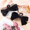 CustomyLife 2pcs Bow Hair Claw Clip for Women, Non-Slip Black Bowknot Hair Clip, Bun Updo Big Hair Barrettes Accessories for Long Short Curly Straight Thick Thin Wavy Hair
