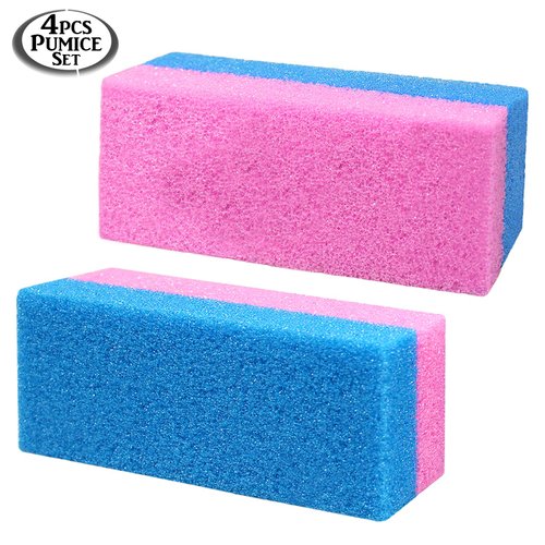 Pumice Bar 4 Pcs Set | Dual Sided Extra Coarse | Exfoliating Foot File | Heel & Feet Scrubber Pumice Sponge | Foot Pad Buffer Callus Remover | Synthetic Pumice Stone for Dry Skin Pedicure |By Anapoliz