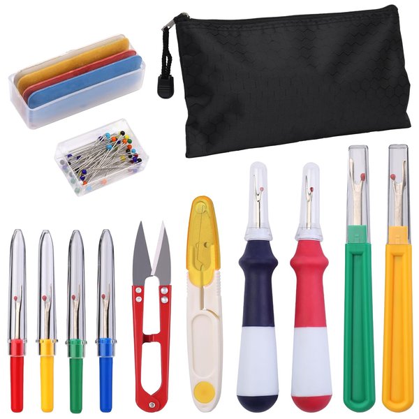 65 Pcs Seam Ripper Set, Seam Rippers for Sewing, Thread Remover Tool with Storage Bag, Tailors Chalks, Sewing Pins, Scissors for Crafting Removing Embroidery Seams