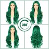 BABEHERS Dark Green Lace Front Wigs 13x3 Synthetic Lace Front Wig Loose Curly Wigs for Women 24 Inch Long Wavy Synthetic Lace Front Wig Wave Heat Resistant 150% Density