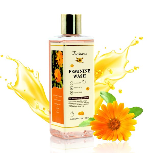 forvirness Natural Feminine Wash for Sensitive Skin, Vaginal Wash Remove Odor, Clean and pH Balance for women, Gynecologist Tested Intimate Yoni Wash Infused Calendula, Apple Cider Vinegar, 8.5 fl.oz