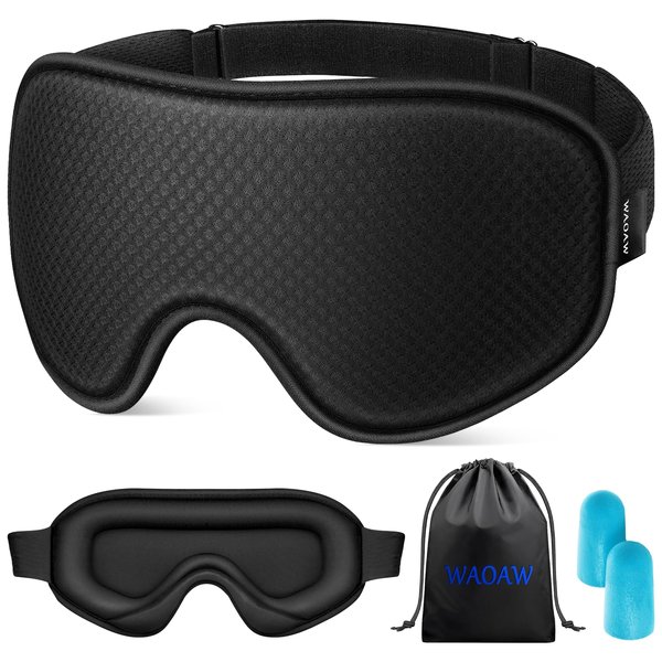 WAOAW Sleep Mask, Eye Mask for Sleep, Silk Eye Sleeping Masks for Both Women and Men, 3D Weighted Eye Cover Sleeping Mask, Blackout Blindfold of Eyemask