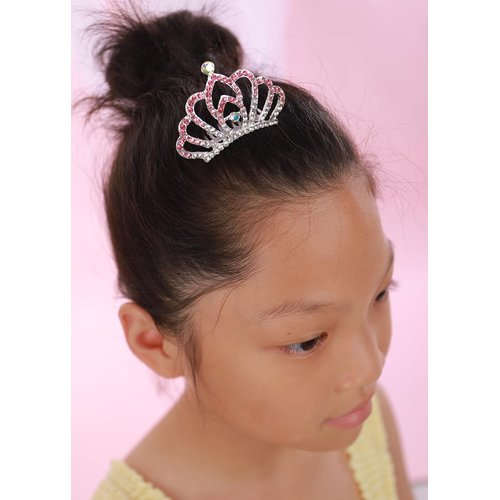 JWICOS Girls Mini Comb Small Rhinestone Comb Mini Crystal Hair Comb Headpiece Flowers Girls Comb Headband for Birthday Party Halloween Christmas (Pink)
