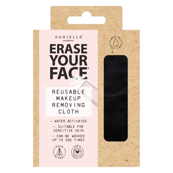 ERASE YOUR FACE Chemical-Free Makeup Removing Facial Cloth, Black