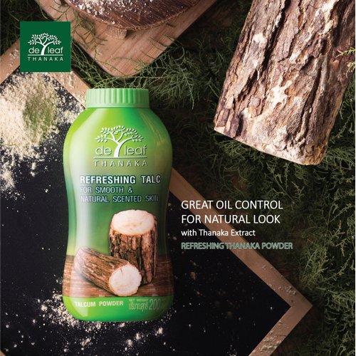 DE LEAF THANAKA Refreshing Talc Smooth and Natural Scented Skin, Talcum Powder Beauty Skincare Face Body Clean Fresh Cooling Sooth Irritation, 80 g 3 Pack Count