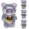 4 Pcs Purple Mobile Phone Finger Stand Cute Bear Doll Phone Holder Support Comfortable Grip Anti Slip Creative Flexible Light Cell Phone Stands Adhesive Card Holders
