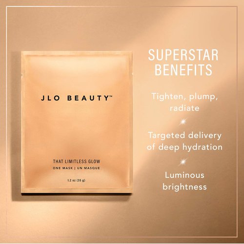JLO BEAUTY That Limitless Glow Face Mask | Visibly Tightens, Lifts, Hydrates, Plumps, & Brightens For Glowy Skin, Infused With JLo Glow Serum | 1 Pack
