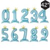 42 Inch Standing Blue Number Balloons With Crown, 2nd Birthday Balloons for Boys Girls, 2nd Birthday Party Decoration Supplies, Happy Birthday Balloons. (Blue 2)