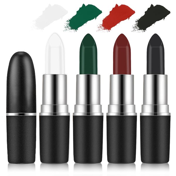 QIUFSSE White Black Red Green Face Paint Sticks,4 Colors Eye Black Sticks for Baseball Softball Football,Professional Face Body Paint for Skin,Halloween Face Paint Makeup for Adults and Kids
