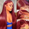 Zormsert 99j Burgundy Lace Front Wigs Human Hair 13x6 Hd Lace Front Wigs Human Hair 180% Density Colored Staight Human Hair Glueless Wigs Pre Plucked with Baby Hair 30 Inch