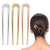 3 Pcs French Hair Pins for Women, U Shaped French Hair Pins 3.9 Inch Metal Hair Sticks for Buns, French Twist Hair Fork 2 Prong Sticks for Buns Chignons Wedding Updo Hairstyles and Top Knots