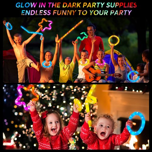 AIRNEY 12 PCS Light Up Glow Sticks - LED Pop Tubes, Glow Tubes Glow in The Dark Party Supplies, Sensory Toys Birthday Glow Party Favors for Kids, Light Up Toys Goodie Bag Stuffers Gifts