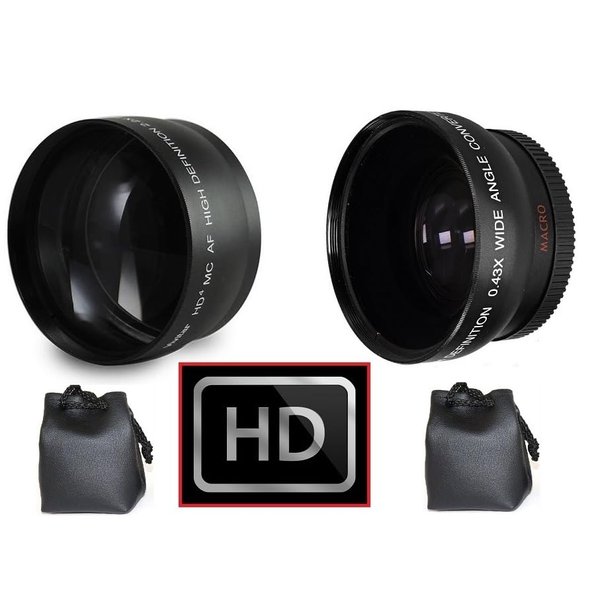 2-PC Lens Set HD Wide Angle & 2.2X TELEPHOTO Lens for Canon VIXIA HF M500