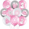 Censen 45 Pieces Snowflake Balloons, Winter Theme Balloons Set, Winter Onederland Balloons, 1st Birthday Balloons for Christmas Baby Shower Birthday Wedding Party Decorations (Pink, Silver, White)