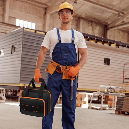 Carrying Case Compatible with Klein ET310/CL800/Breaker Finders & Fluke 323 - Electrician Tool Bag & Multimeter Case w/6Adj Straps & Mesh Pockets for Clamp Meters, GFCI/Voltage Testers (Bag Only)