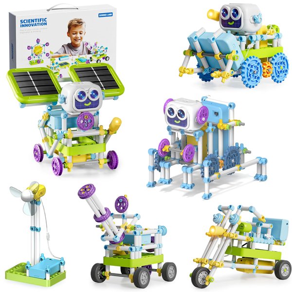Hitish Science Robotics Kit with Solar Panel Sensor Fan Lamp Accessories, Educational STEM Robot Building Toys Projects for Kids, DIY Science Experiments Engineering Kit Gifts for Boys Girls Age 6+