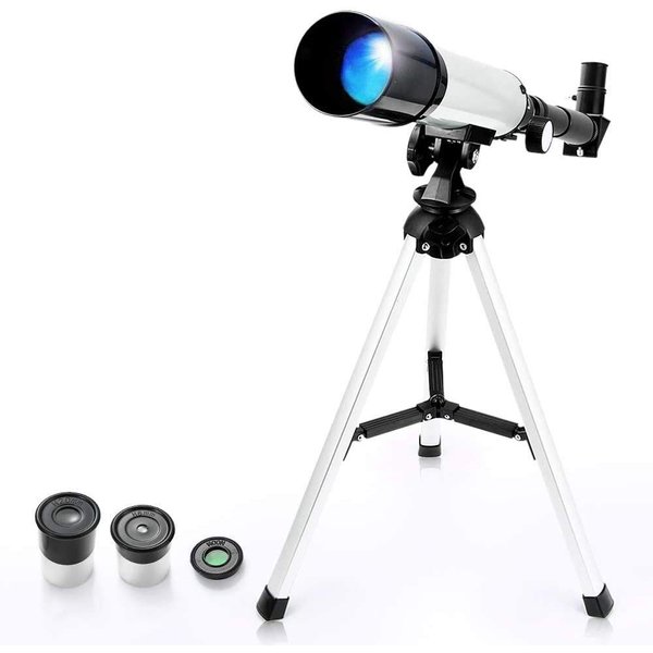 Kids Astronomical Telescope, Professional 90X Astronomical Landscape Telescope with Tripod, 2 Magnification Eyepieces, 1.5X Barlow Len, Early Science Educational Toys for 7+ Years Old